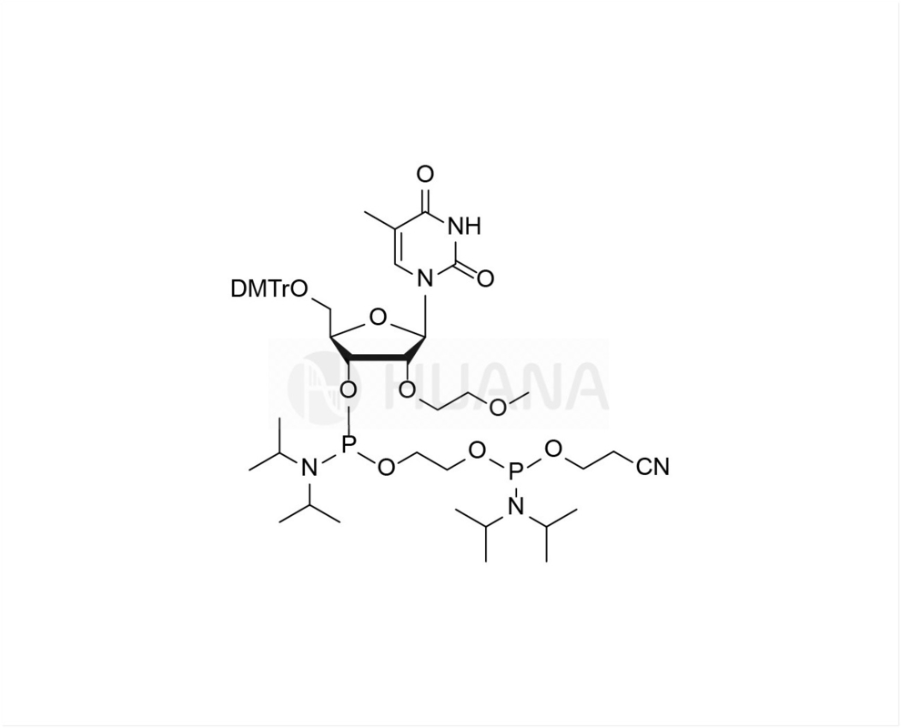 5'-O-DMT-2'-O-MOE-rT-3'- ((2-シアノエトキシ) ((ダイアソプロピラミノ) リン酸) エチル-ダイアソプロピルリン酸)